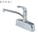 U-MIX キッチン水栓 シングル取替用台付混合栓 三栄 CK676-2-13 ツーホールシングルレバー式 【工事対応不可】