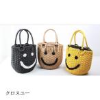 かごバッグ スマイル ニコちゃん フリンジ バック バケツバック 籠バッグ マルシェバッグ ストローバッグ スマイリー ニコチャン かご カゴ かばん