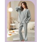 パジャマ レディース 綿 ルームウエア 部屋着 前開きパジャマ 前開き 長袖 秋冬 ナイトウエア Vネック コンフォート 肌触り 長袖パジャマ 入院