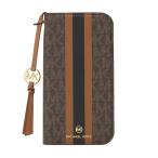 ショッピングマイケル マイケルコース　Folio Case Stripe TasselCharm Magsafe iPhone 15 Pr MICHAEL KORS Brown　MKSTTCBRWFLIP2361P