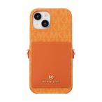 ショッピングマイケル マイケルコース　Wrap Case Pocket with Strap iPhone 15 MICHAEL KORS Orange　MKWSORGPWIP2361