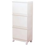 平和工業　ランドリーボックス Clevan 3段 ランドリーラック 洗濯かご キャスター付 アイボリー　232295