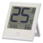 オーム電機　温度が見やすい温湿度計 快適表示＆時計付き ［デジタル］ ホワイト　TEM-200B-W