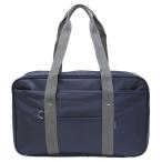 EXAS 多機能内ポケット大型ポリエステルスクールバッグ（ボストンバッグ） ネイビーグレー