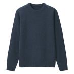 無印良品 メリノウールミドルゲージクルーネックセーター 紳士 L ネイビー 良品計画