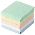 フェイスタオル ライトカラー ミックス ホワイト（白）・イエロー（黄）・ブルー（青）・ピンク・グリーン（緑） 約34×80cm 5枚セット（各色1枚）