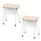 アイリスチトセ研修デスクキャスター付きナチュラル幅650×奥行450×高さ720mm1箱（2台入）オリジナル
