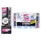 【セール・ロハコ限定セット】クイックルワイパー 本体 ブラックカラー＋立体吸着ウエットシート ストロング ガンコな油汚れニオイ対応 1パック（24枚入）