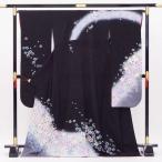 正絹振袖 中古販売 清楚な桜とコスモスの咲く黒