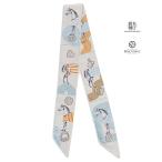 ショッピングsale2022 (SALE)エルメス ツイリー 2022SS ガルドローブ・ポップ Garde-Robe pop ライトグレー 馬 刺繍 スカーフ シルク 限定 HERMES（M211201e)