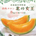 ふるさと納税 月形町 北海道月形町産　赤肉メロン『北の女王』 8kg(4玉〜6玉)【令和6年7月より順次出荷・先行受付】