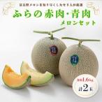 ショッピングふるさと納税 メロン ふるさと納税 富良野市 【先行受付】ふらの赤肉・青肉メロンセット　1.6kg×2玉(各1玉)