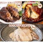 ショッピングハンバーグ ふるさと納税 飯塚市 鉄板焼きハンバーグ(2種16個)&はかた地どり炭火焼(1kg小分け)セット