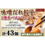 ふるさと納税 神戸市 [ギョーザ専門店イチロー製] 神戸味噌だれ餃子3種(計43個)食べ比べセット