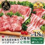 ふるさと納税 南さつま市 【定期便 全3回】鹿児島産 豚肉3種類セット 1.6kg×3回(合計4.8kg)[2ヶ月に1度]