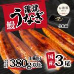 ふるさと納税 八千代町 【お歳暮】【化粧箱】訳あり 国産うなぎ 蒲焼き 3尾 380g以上 大きさ不揃い 山椒付き ギフト