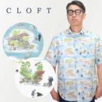 CLOFT 麻100%半袖シャツ”犬とマルシェ柄”犬柄