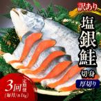 ふるさと納税 京丹後市 【毎月定期便】【訳あり・不揃い】お手軽!絶品!厚切り 塩銀鮭切身 (プロトン凍結)約1kg 全3回