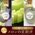 ふるさと納税 山形県 【発送月固定定期便】山形メロンの定期便 7月 緑肉メロン2玉 8月 マスクメロン2玉全2回