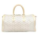 本物 GOYARD ゴヤール クロワージュ 40 ヘリンボーン柄 ボストンバッグ トラベルバッグ コーティングキャンバス ホワイト 白 シルバー金具 中古