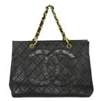  подлинный товар Chanel CHANEL matelasse здесь Mark цепь большая сумка ручная сумочка овчина кожа черный 