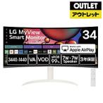 ショッピング外箱不良 LG(エルジー) PCモニター LG MyView Smart Monitor  34SR65QC-W ［34型 /UWQHD(3440×1440） /ワイド /曲面型 /100Hz］【外箱不良品】 [振込不可]