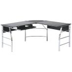 不二貿易 ガラスPCデスク L型 CT-1040BK  ブラック 70390