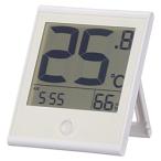 オーム電機 温度が見やすい温湿度計 快適表示＆時計付き  ホワイト TEM-200B-W ［デジタル］