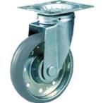 キャスター プレート式ゴム車 ＴＲＵＳＣＯ　ハイテンプレス製グレーゴムキャスター　自在金具付　φ１００　  (HTTJ-100G)