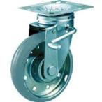キャスター プレート式ゴム車 ＴＲＵＳＣＯ　ハイテンプレス製ゴム車　自在Ｓ付金具付　φ１００　  (HTTJB-100)