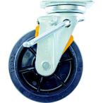キャスター プレート式ゴム車 ＴＲＵＳＣＯ　プレス製ナイロンホイールゴムキャスター　自在　右ブレーキサインプレート１５０Φ　  (TWRJB-150RSP)