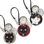 レディス 携帯 時計 すず ネコ ルーペ ウォッチ かわいい LW060 レディース ストラップ 懐中時計 バッグチャーム スライド 収納式 鈴 ねこ 猫 ポスト投函発送