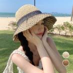 ショッピング麦わら帽子 レディース 麦わら帽子 バケットハット ペーパーハット 折りたためる 帽子 ハット 日よけ UVカット サイズ調整 母の日 ホワイトデー 2025