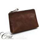 CALF カーフ 本革 レザーポーチ Lサイズ ブラウン brown 日本製 大きめ 旅行 トラベル 鞄 整理 Leather こげ茶 送料無料