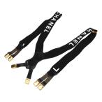 CHANEL Chanel Logo подтяжки здесь Mark кожа × резина черный × Gold металлические принадлежности одежда мелкие вещи аксессуары 