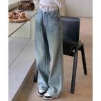 レースウエストデニムパンツビジューデニム