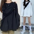 Tシャツ レディース Tシャツ トップス ドロップショルダー シンプル 無地 長袖 ゆったり トップス シンプル 無地 体型カバー 春服 春 夏 春コーデ