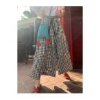 ガウチョパンツ レディース ストレート ワイドパンツ スカーチョ スカンツ ガウチョ ロング 膝下 チェック柄 ウエストゴム 長ズボン 体型カバー 大きいサイズ