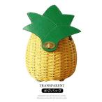 ショッピングストローバッグ かごバッグ 斜めがけ 可愛い パイナップル かごバッグ ストローバッグ カゴバッグ ショルダー 斜め掛け　バッグ 肩掛け 大きめ 大容量 ファスナー 軽量 内布付