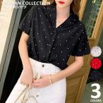 ドット柄シャツ柄ブラウスシャツブラ...