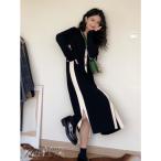 ショッピングニットワンピ ニットワンピース ニットワンピ Vネック レディース 秋冬 ロングカーディガン 前開き 長袖 ロング丈 トップス 薄手ニット