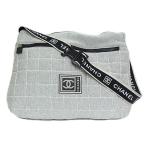  Chanel CHANEL sportsline сумка на плечо хлопок здесь Mark сумка "почтальонка" серый черный [ б/у товар ][ хорошая вещь ]