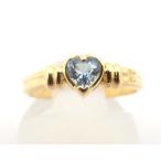 750　K18　YG　イエローゴールド 指輪 1粒ブルーストーン　ハート型　ノーブランド　リング 【中古】【程度A】【美品】