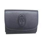 カルティエ　Cartier　三つ折り財布 マストライン　ブラック　レザー 【中古品】【程度B】【良品】