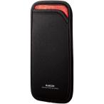 エレコム P-04SNCBK スマホポーチ 1台収納 Sサイズ スリップインタイプ 背面ポケット付 ブラック