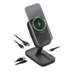 エレコム DST-Q040BPGY ドッキングステーション Type-C 4in1ハブ(Qi2ワイヤレス充電スタンド/Type-C×2/USB-A×1/HDMI×1) PD急速充電 10Gbps グレー