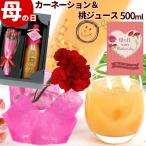母の日 ギフト 山形県産もも100％ジュース500ml カーネーション生花1本 限定 プレゼント 贈り物 詰合せ