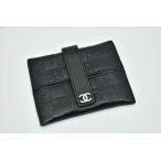  Chanel CHANEL черепаха задний карман чехол для салфеток чехол для салфеток кожа черный 