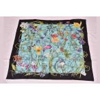 ショッピンググッチ グッチ フローラルプリント スカーフ カレ バンダナ 花柄 シルク ブラック ターコイズ ブルー 544617 【正規品　未使用】