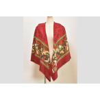 グッチ フローラル柄 大判スカーフ ストール ウール レッド